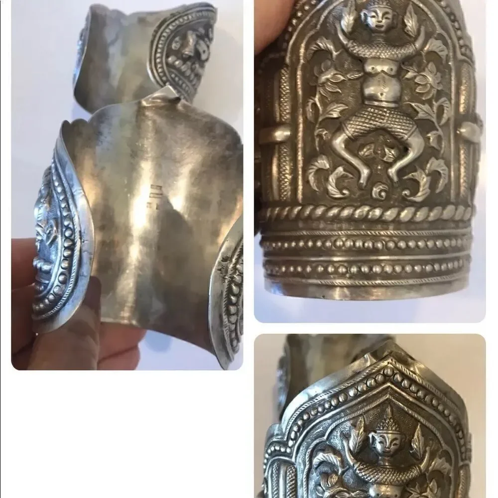 .925 Silver Cuff Buddha Antique Bracelets